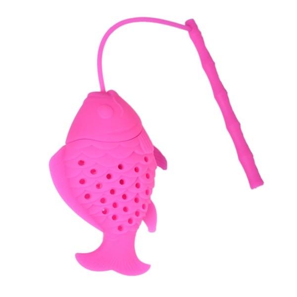 Tea filter, infuser, fish form, pink color